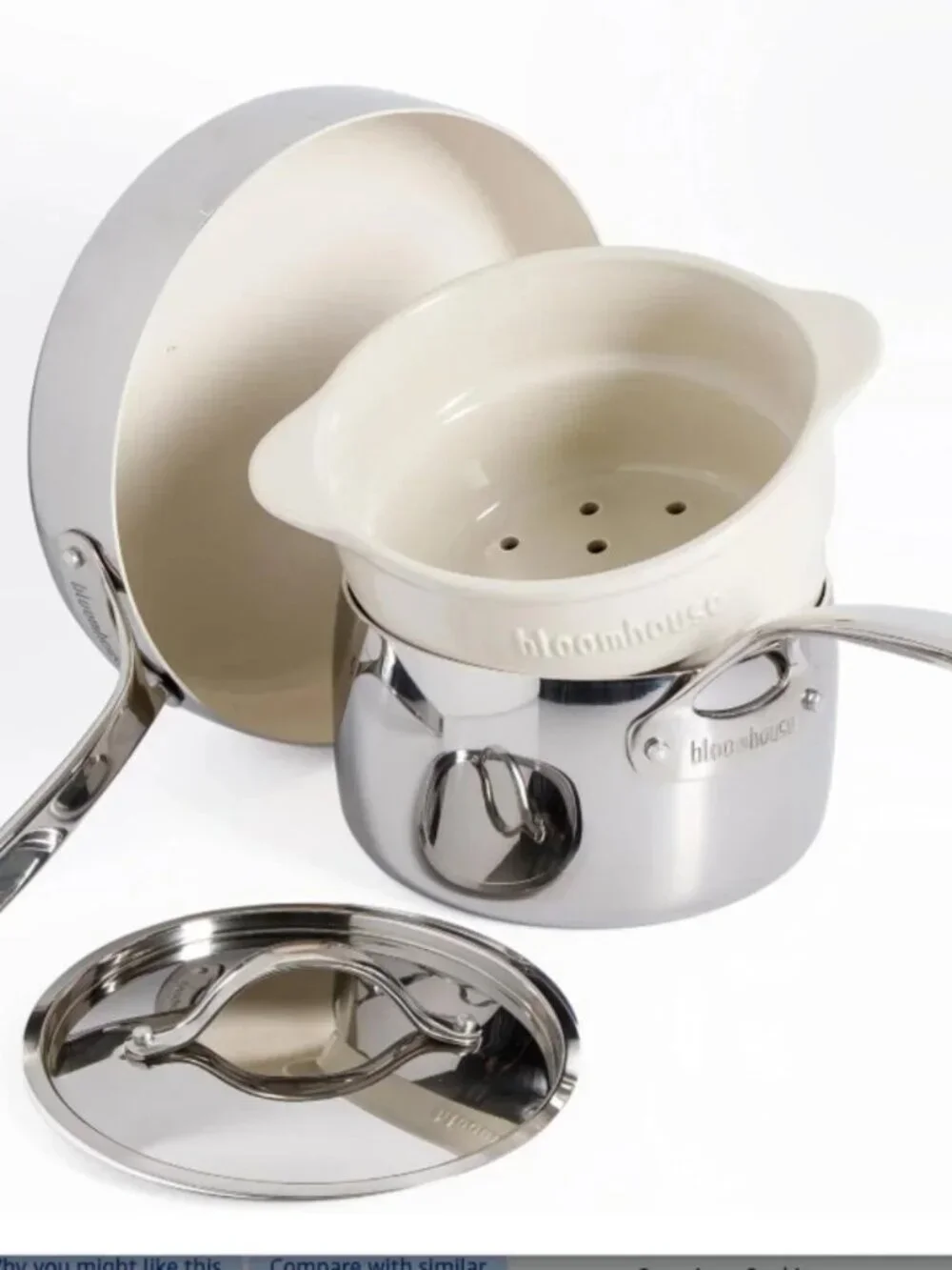 4-piece triply stainless steel pots and pans cookware set w/non-stick non-toxic